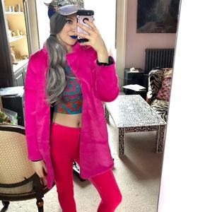 Bright Pink Neon Soft Fluffy Fur Faux Coat